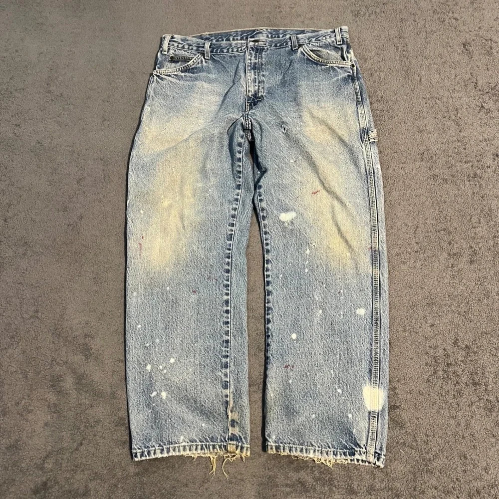 Vintage Dickies Carpenter Jeans Mens 36x30 Distressed Paint Splatter Workwear